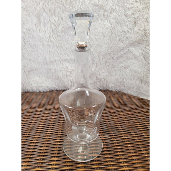 Clear Crystal Pedestal Decanter with Gold Trimmed Stopper